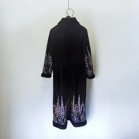 Margaret Godfrey Suede Maxi Coat Embroidered Mod Posh Formal